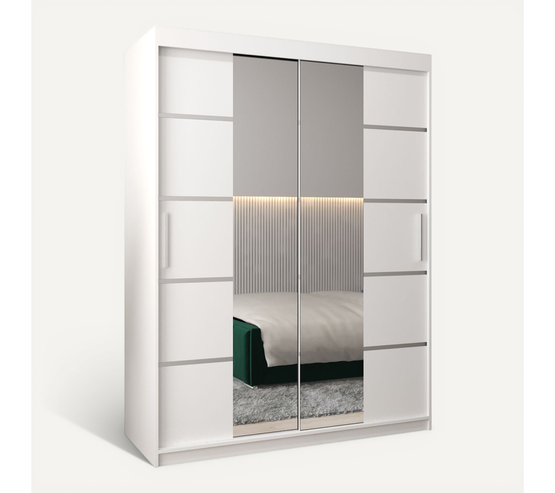 Armoire Verona 4 à Portes Coulissantes 200/150/62 2 Portes (blanc/blanc)