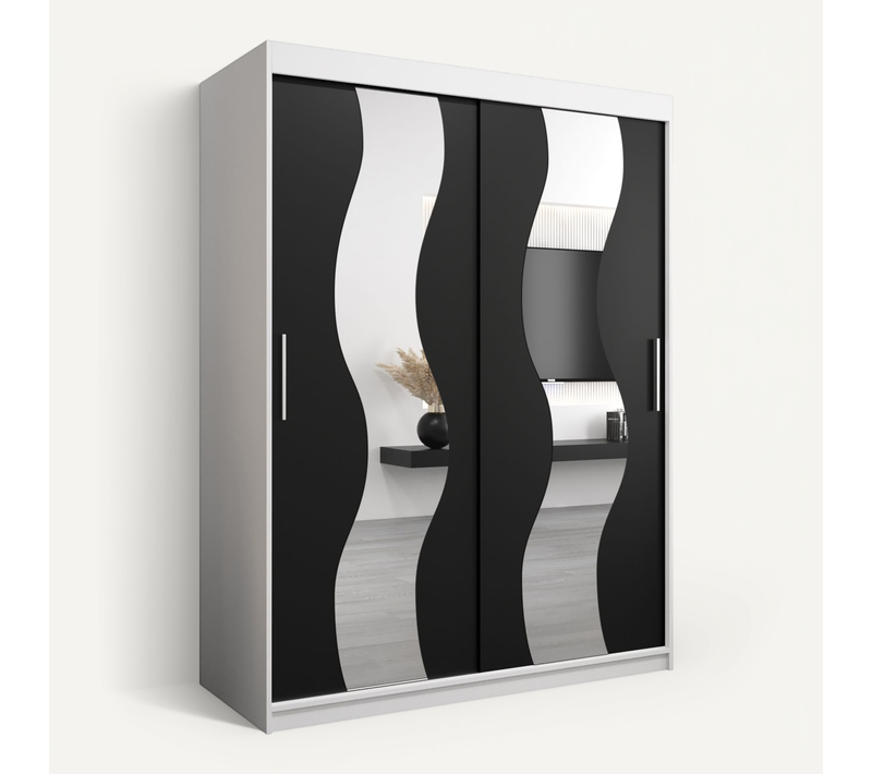 Armoire Sewilla à Portes Coulissantes 200/150/62 2 Portes (blanc/noir)