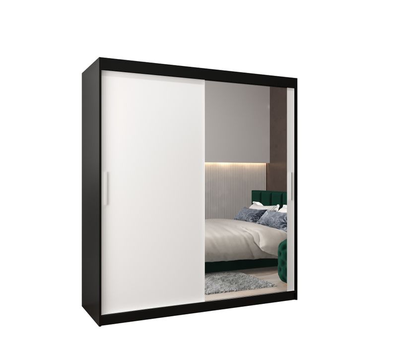Armoire Tokyo 2 à Portes Coulissantes 200/180/62 2 Portes (noir/blanc)