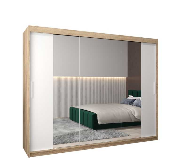 Armoire Tokyo 2 à Portes Coulissantes 200/250/62 3 Portes (sonoma/blanc)