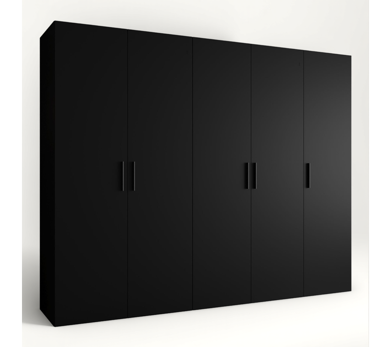 Armoire Bari 1 à Portes Battantes 202/250/52 5 Portes (noir)