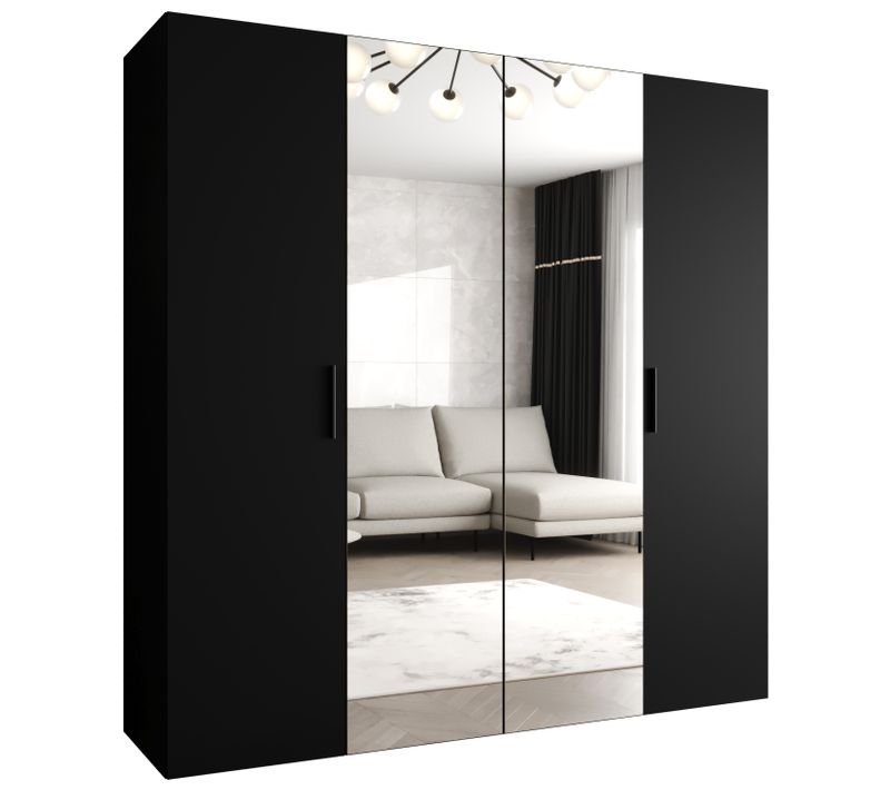Armoire Bari 2 à Portes Battantes 202/200/52 4 Portes (noir)