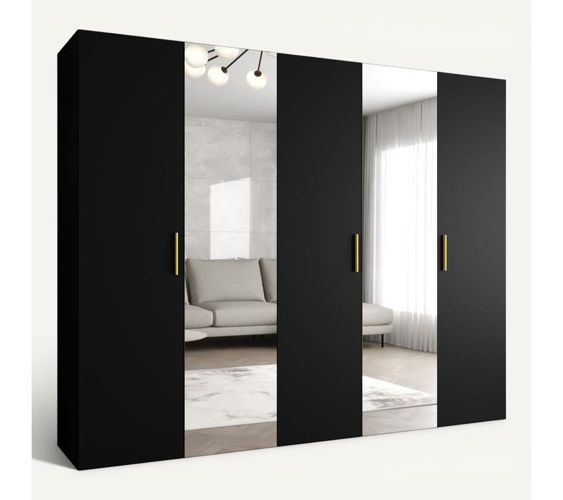 Armoire Bari 2 à Portes Battantes 202/250/52 5 Portes (noir)