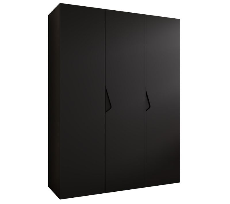 Armoire à Portes Battantes Sandi 1 150 / 202 / 52 (noir + Poignées: Noir)