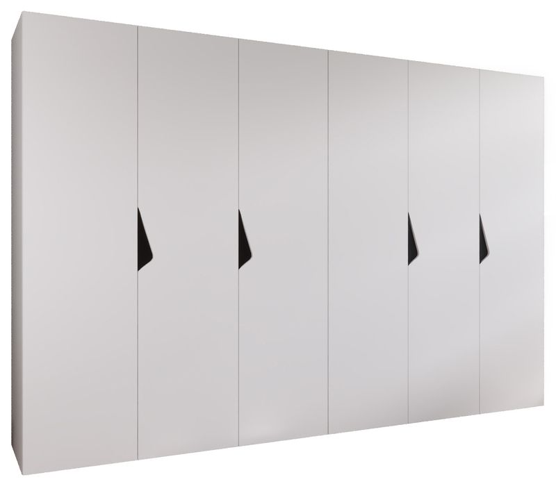 Armoire à Portes Battantes Sandi 1 300 (150x2) / 202 / 52 (blanc + Poignées: Noir)