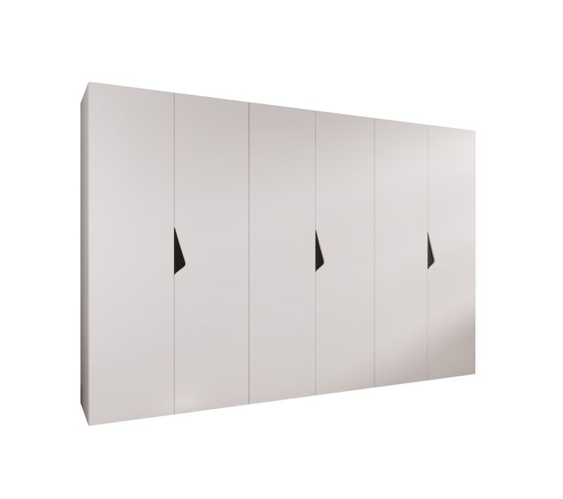 Armoire à Portes Battantes Sandi 1 300 (100x3) / 202 / 52 (blanc + Poignées: Noir)