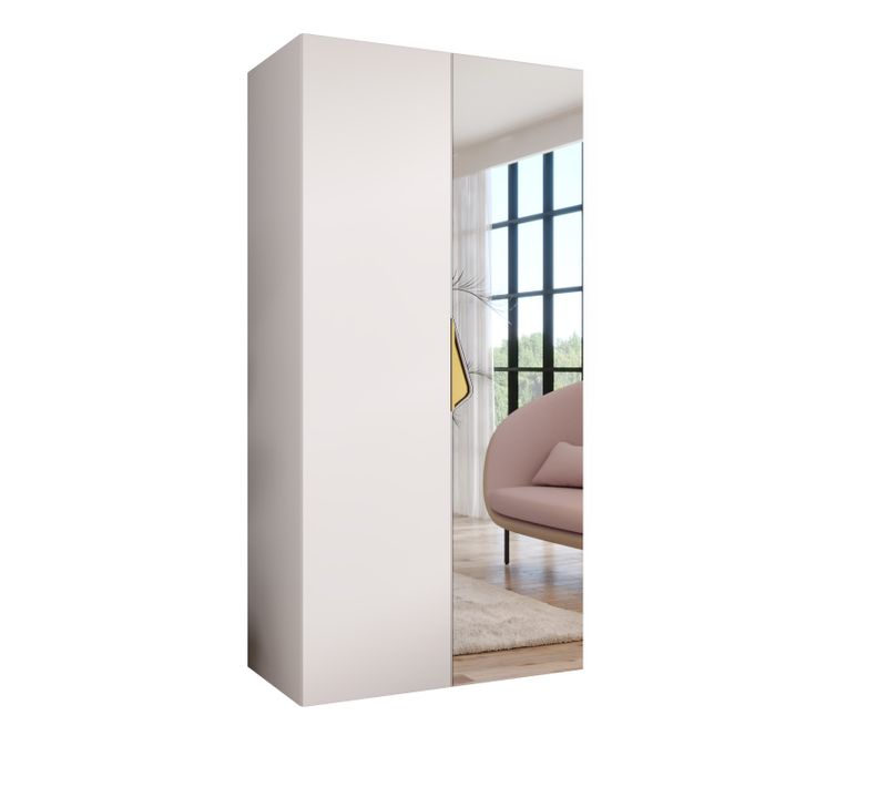 Armoire à Portes Battantes Sandi 2 100 / 202 / 52 (blanc + Poignées: Or)