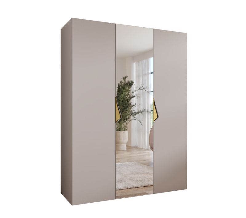 Armoire à Portes Battantes Sandi 2 150 / 202 / 52 (cachemire + Poignées: Or)