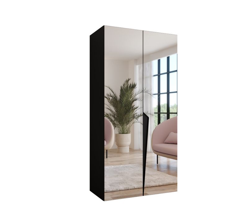 Armoire à Portes Battantes Piano 3 100 / 202 / 52 (noir + Poignées: Noir)