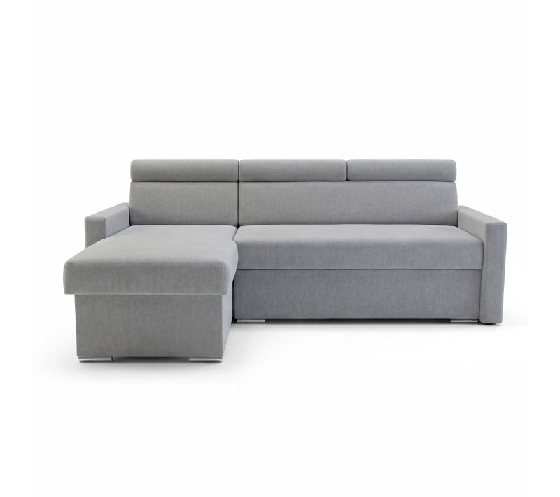 Canapé D'angle Convertible 4 Places Vega L En Velours Acier 224x151 Cm