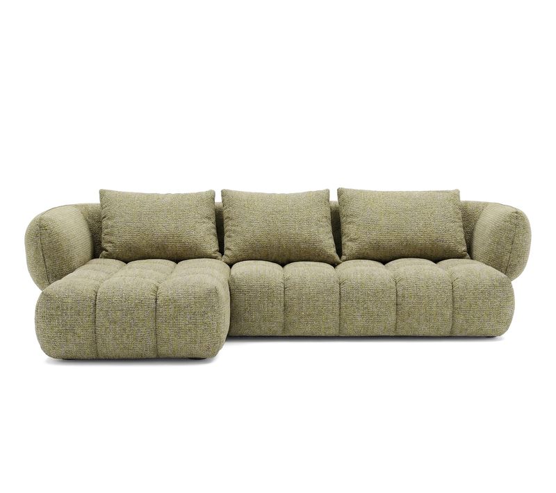 Canapé D'angle Gauche Tissu Bouclé Jaune Moutarde Savio