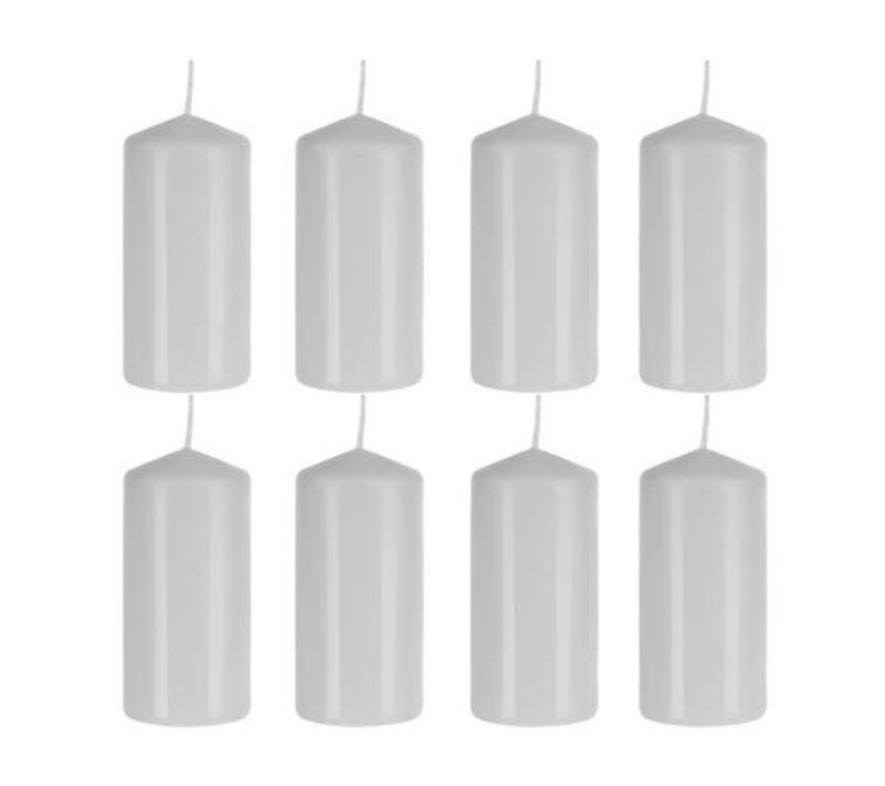 Lot De 8 Bougies Pilier Longue Durée 20h Pour Décoration Fête Coupure D'électricité D. 5 X H 10 Cm