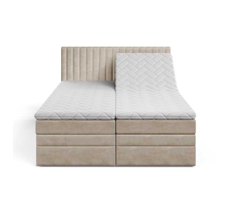 Ensemble 160x200 Cm Adèle Matelas+sommier Relaxation Électrique En Velours Beige