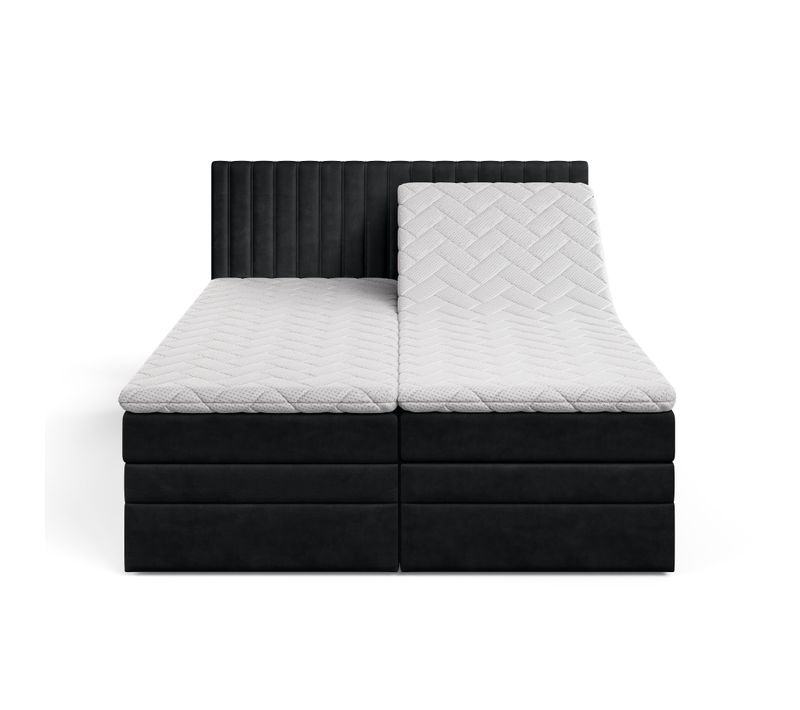 Lit Réglable Électriquement 160x200 Cm Adèle Avec Matelas, Rangement Et Surmatelas En Velour Noir