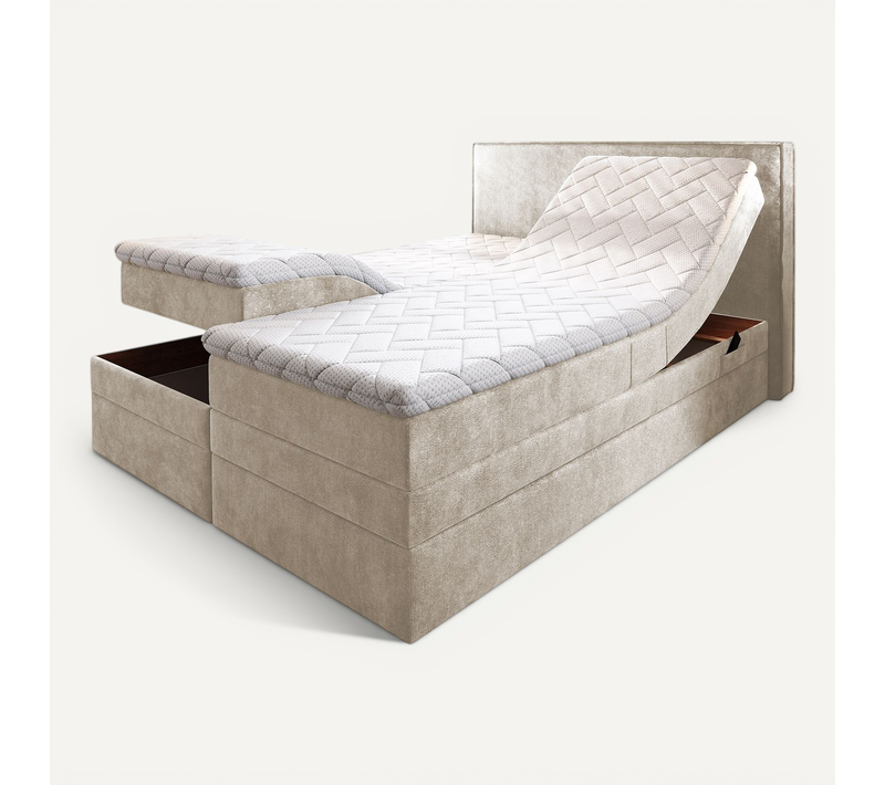 Lit Adulte 140x200 Positano - Ensemble Relaxation Électrique En Tissu Beige