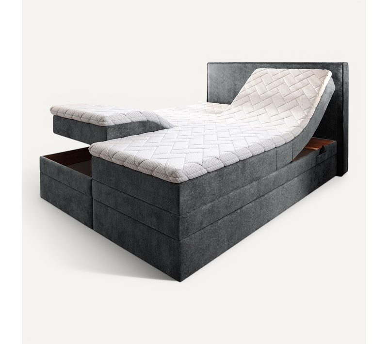 Lit Adulte 140x200 Positano - Ensemble Relaxation Électrique En Tissu Gris Foncé