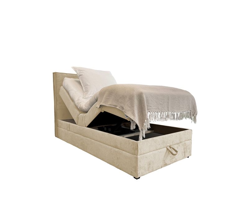 Lit Adulte 90x200 Sorrento - Ensemble Relaxation Électrique En Tissu Beige