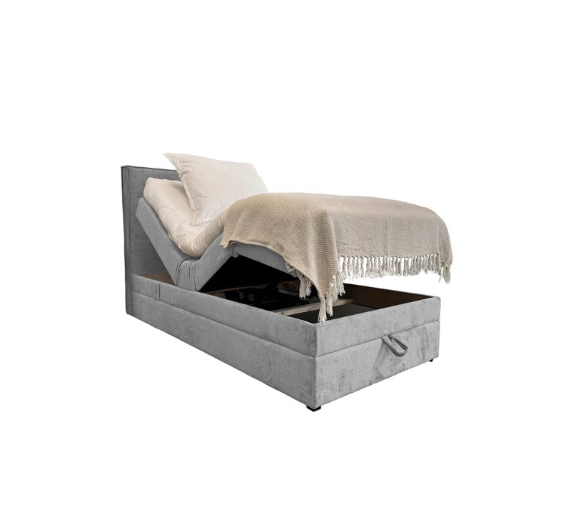 Lit Adulte 90x200 Sorrento - Ensemble Relaxation Électrique En Tissu Gris Clair