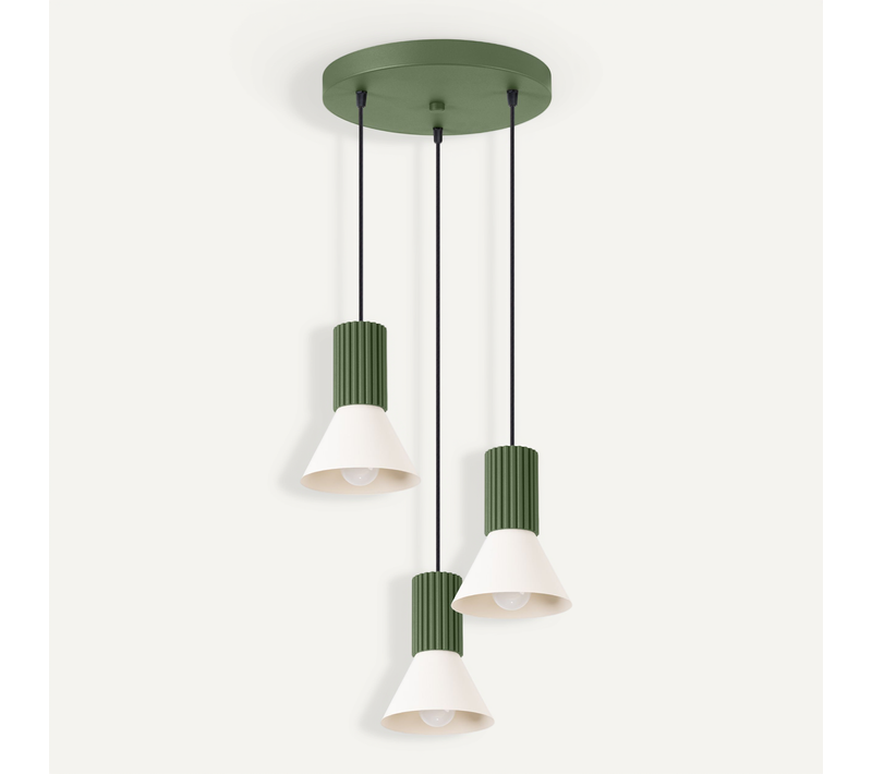 Lampe Suspendue Estria 3p Beige/vert Olive