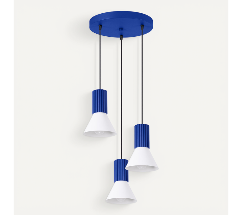 Lampe Suspendue Estria 3p Blanc/ultramarine