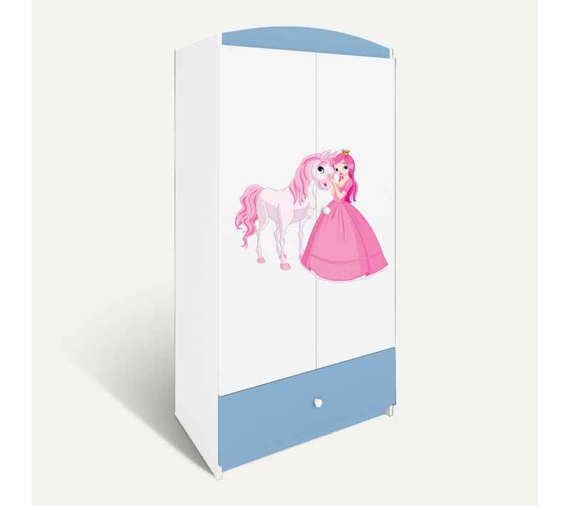 Armoire Bébé Babydreams Princesse à Portes Coulissantes - Bleu, Style élégant Et Pratique