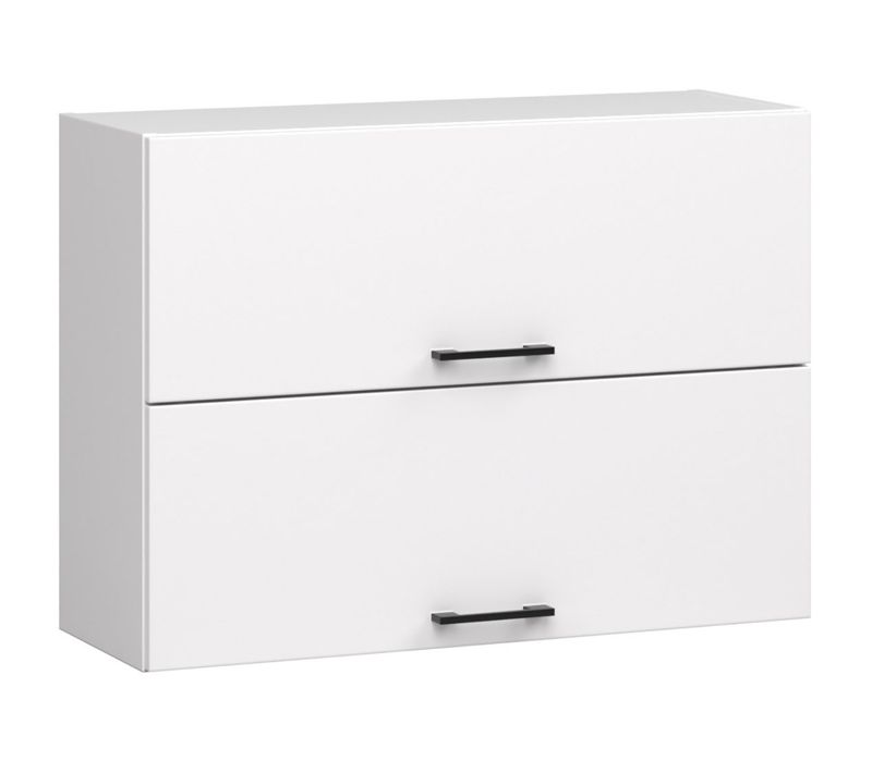 Meuble De Cuisine Haut W80 Oliwia G2 Modulable Blanc 80 Cm 2 Portes Façade Blanche 2 Étagères