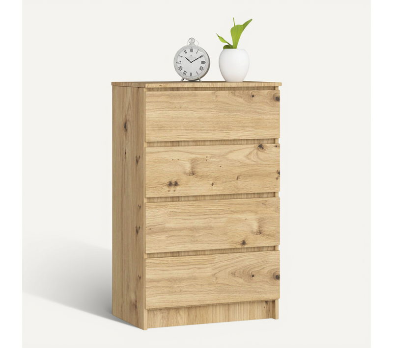 Commode K60 Chêne Artisan 60 Cm 4 Tiroirs Façade Chêne Artisan 60x40x99 Cm