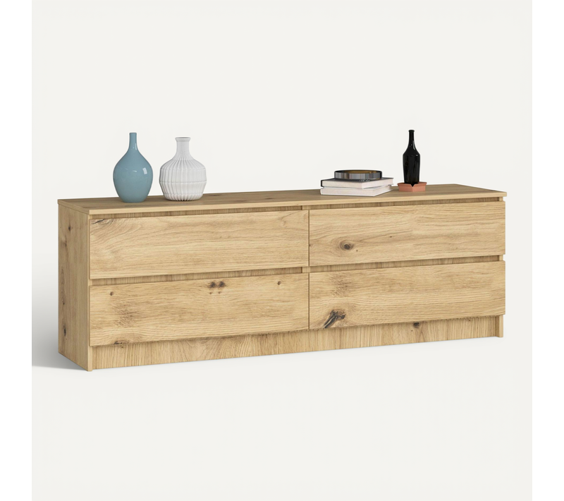 Grande Commode Pour Le Salon K160 Chêne Artisan 160 Cm 4 Tiroirs Façade Chêne Artisan 160x40x55