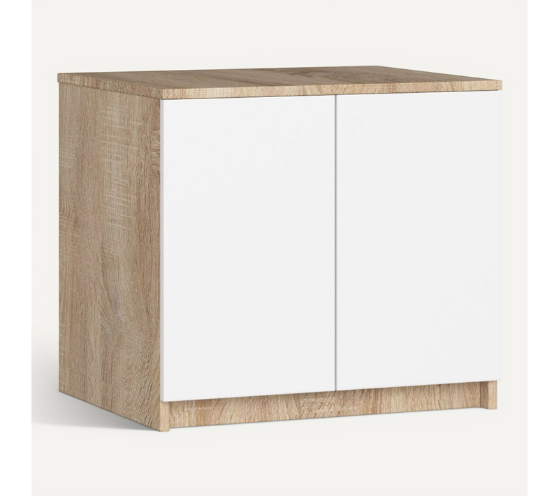 Surmeuble Pour Armoire S60 Chêne Sonoma 60 Cm 2 Portes Façade Blanche 2 Étagères 60x51x55 Cm