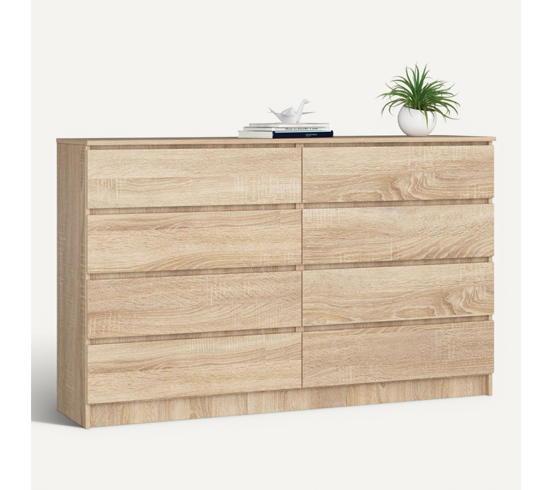 Grande Commode Pour Le Salon K160 Chêne Sonoma 160 Cm 8 Tiroirs Façade Chêne Sonoma 160x40x99 Cm