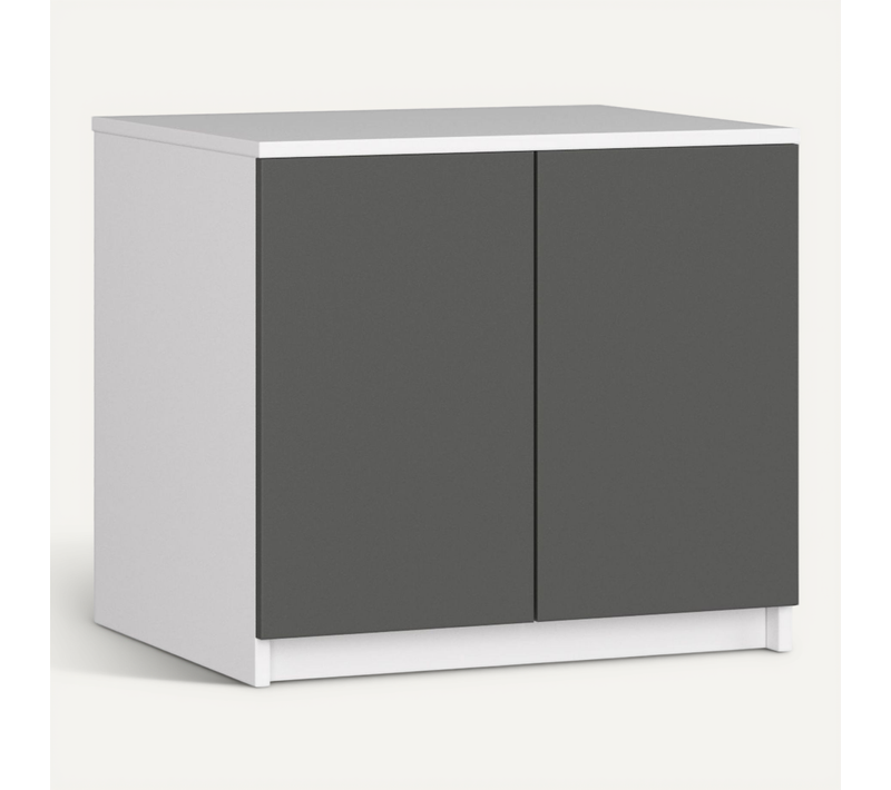 Surmeuble Pour Armoire S60 Blanc 60 Cm 2 Portes Façade Gris Graphite 2 Étagères 60x51x55 Cm