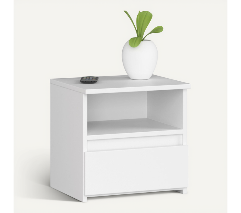 Table De Chevet Cl1 Blanche 40 Cm 1 Tiroir Couleur Blanc 40x35x40 Cm
