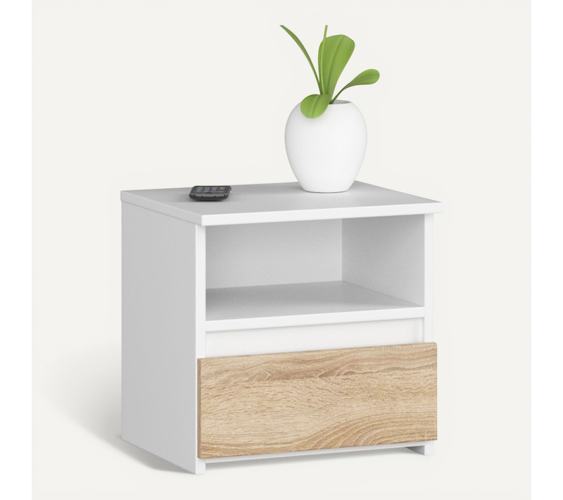 Table De Chevet Cl1 Blanche 40 Cm 1 Tiroir Couleur Chêne Sonoma 40x35x40 Cm