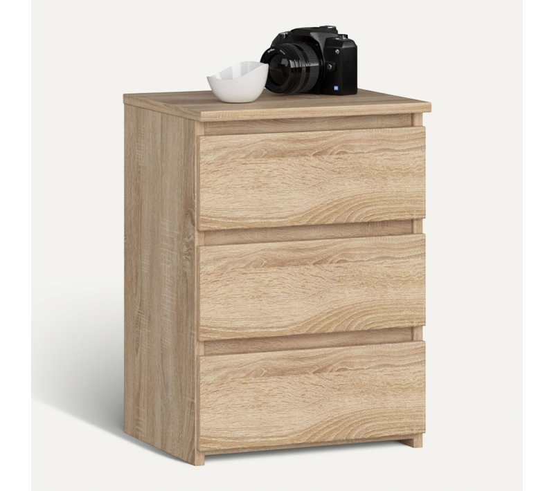 Table De Chevet Cl3 Chêne Sonoma 40 Cm 3 Tiroirs Façade Chêne Sonoma 40x35x57 Cm