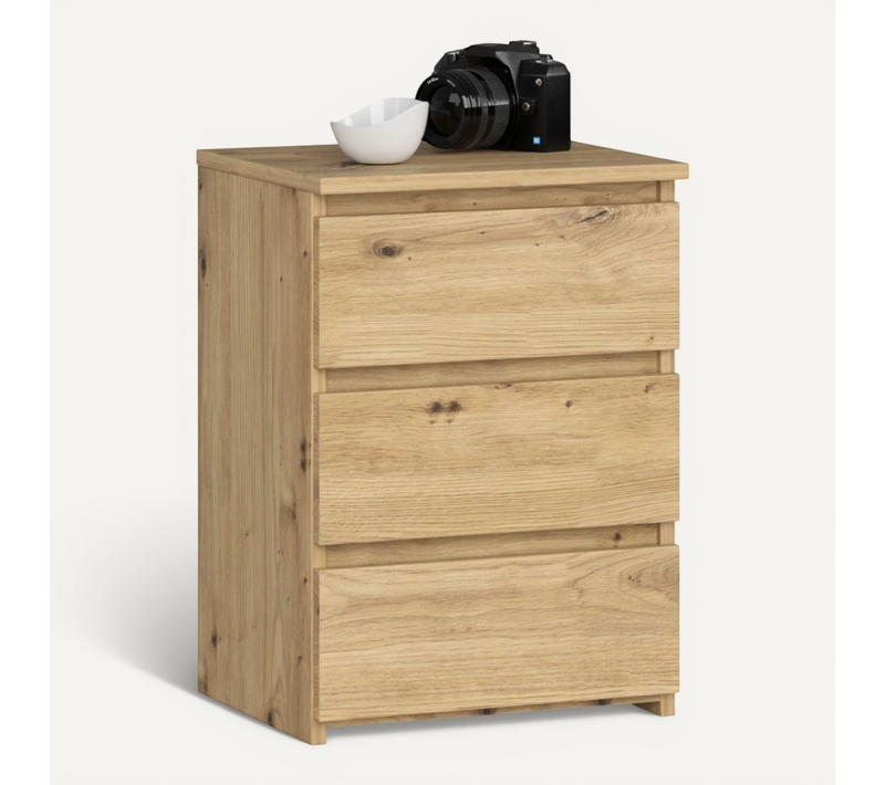 Commode Cl3 Chêne Artisan 40 Cm 3 Tiroirs Façade Chêne Artisan 40x35x57 Cm