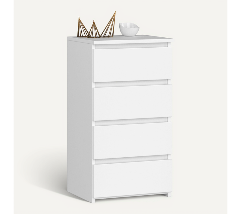 Commode Cl4 Blanche 40 Cm 4 Tiroirs Façade Blanche 40x35x74 Cm