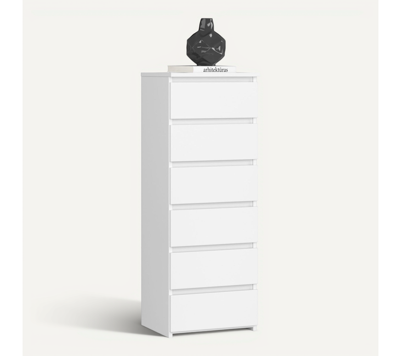 Commode Cl6 Blanche 40 Cm 6 Tiroirs Façade Blanche 40x35x109 Cm