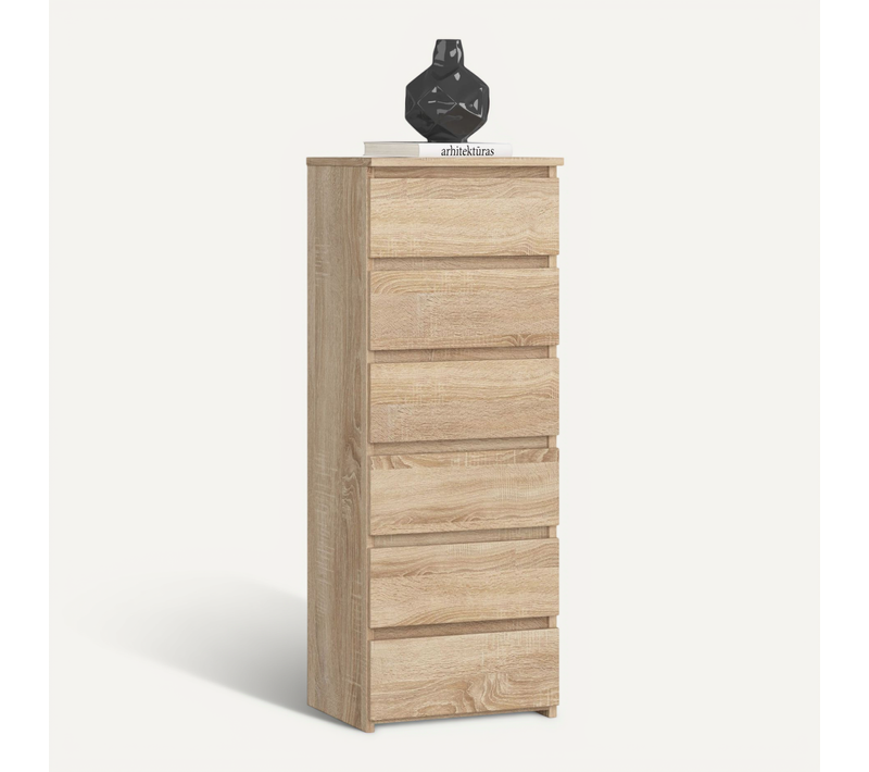 Commode Cl6 Chêne Sonoma 40 Cm 6 Tiroirs Façade Chêne Sonoma 40x35x109 Cm