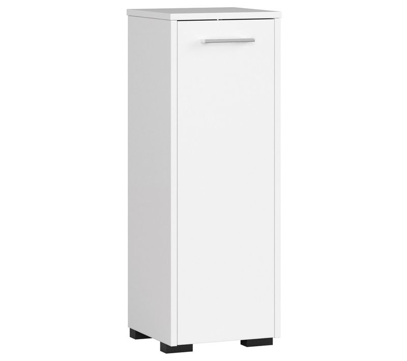 Armoire Salle De Bains Akord Fin Blanche 30 Cm 1 Porte Façade Blanche 2 Étagères 30x30x85 Cm