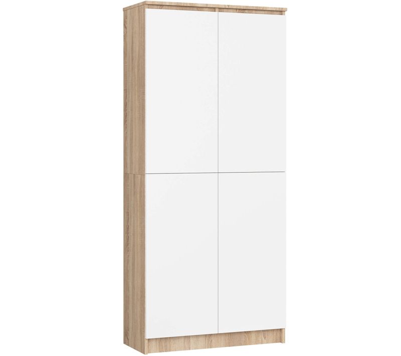 Bibliothèque De Bureau, Armoire R80 Sonoma 80 Cm 2 Portes Façade Blanche 8 Étagères 80x35x180