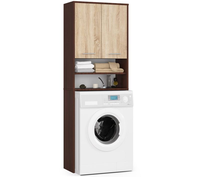 Meuble Pour Machine à Laver Fin Wengé 64 Cm 2 Portes Façade Chêne Sonoma Niche