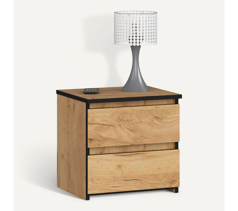 Table De Chevet Cl2 Chêne Craft 40 Cm 2 Tiroirs Façade Chêne Craft 40x35x40 Cm
