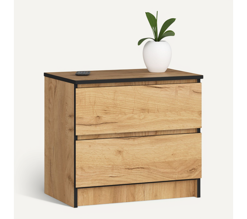 Commode K60 Chêne Craft 60 Cm 2 Tiroirs Façade Chêne Craft 60x40x55 Cm
