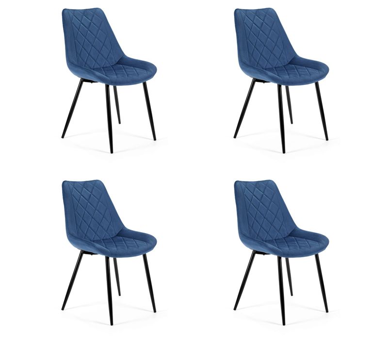 Lot De 4 Chaises Matelassées De Salle à Manger En Velours Sj.0488 Bleu