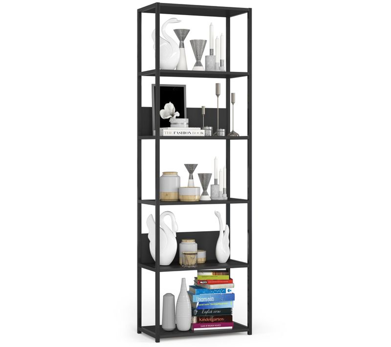 Étagère Murale Industrielle Sur Pied Noire 60 Cm 6 Étagères 60x32x192 Cm