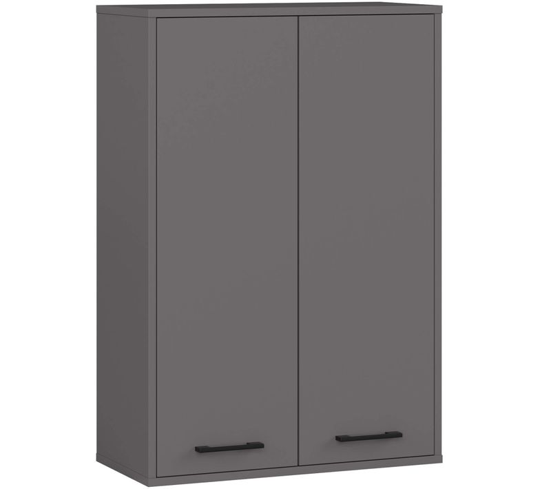 Armoire Salle De Bains Suspendue Fin Gris Graphite 64 Cm 2 Portes Pleine Gris Graphite 64x30x94 Cm