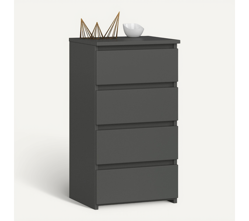 Commode Cl4 Gris Graphite 40 Cm 4 Tiroirs Façade Gris Graphite 40x35x74 Cm