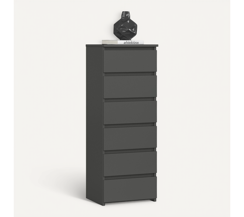 Commode Cl6 Gris Graphite 40 Cm 6 Tiroirs Façade Gris Graphite 40x35x109 Cm