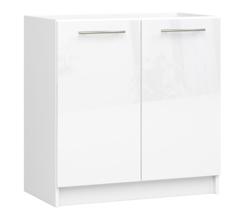 Meuble De Cuisine Bas S80 Pour Évier Oliwia Modulable Blanc 80 Cm 2 Portes Couleur Blanc Brillant