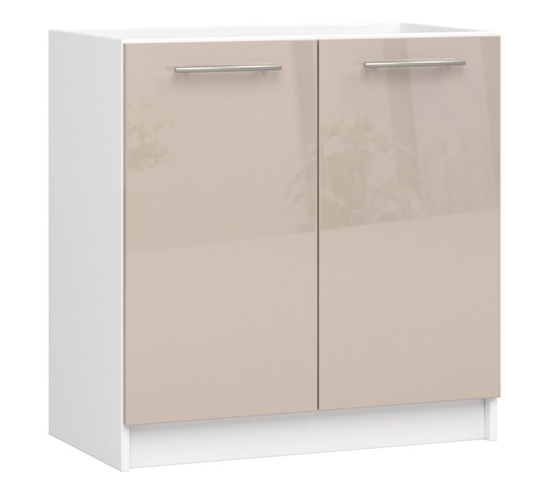 Meuble De Cuisine Bas S80 Pour Évier Oliwia Modulable Blanc 80 2 Portes Couleur Cappuccino Brillant